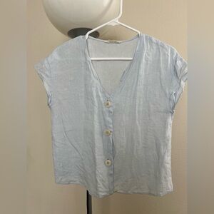Light Blue Button-Up Women's Top